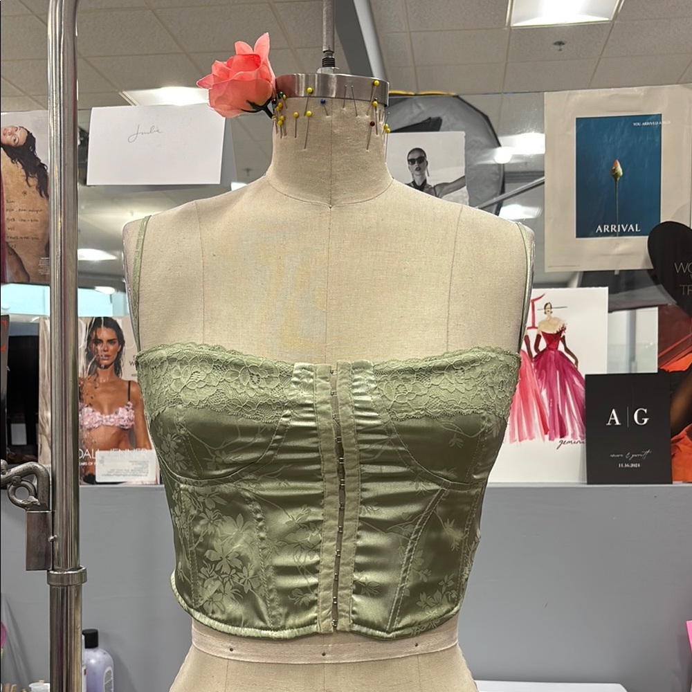 Green Lace Bustier Top